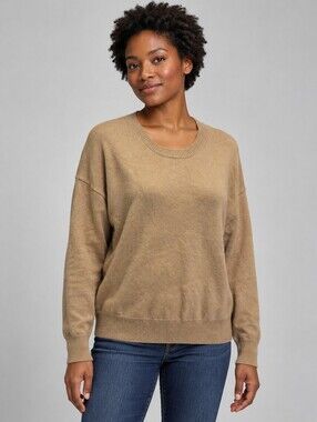 Athleta S Alpine Merino Wool Cashmere Tan Sweater Minimalist